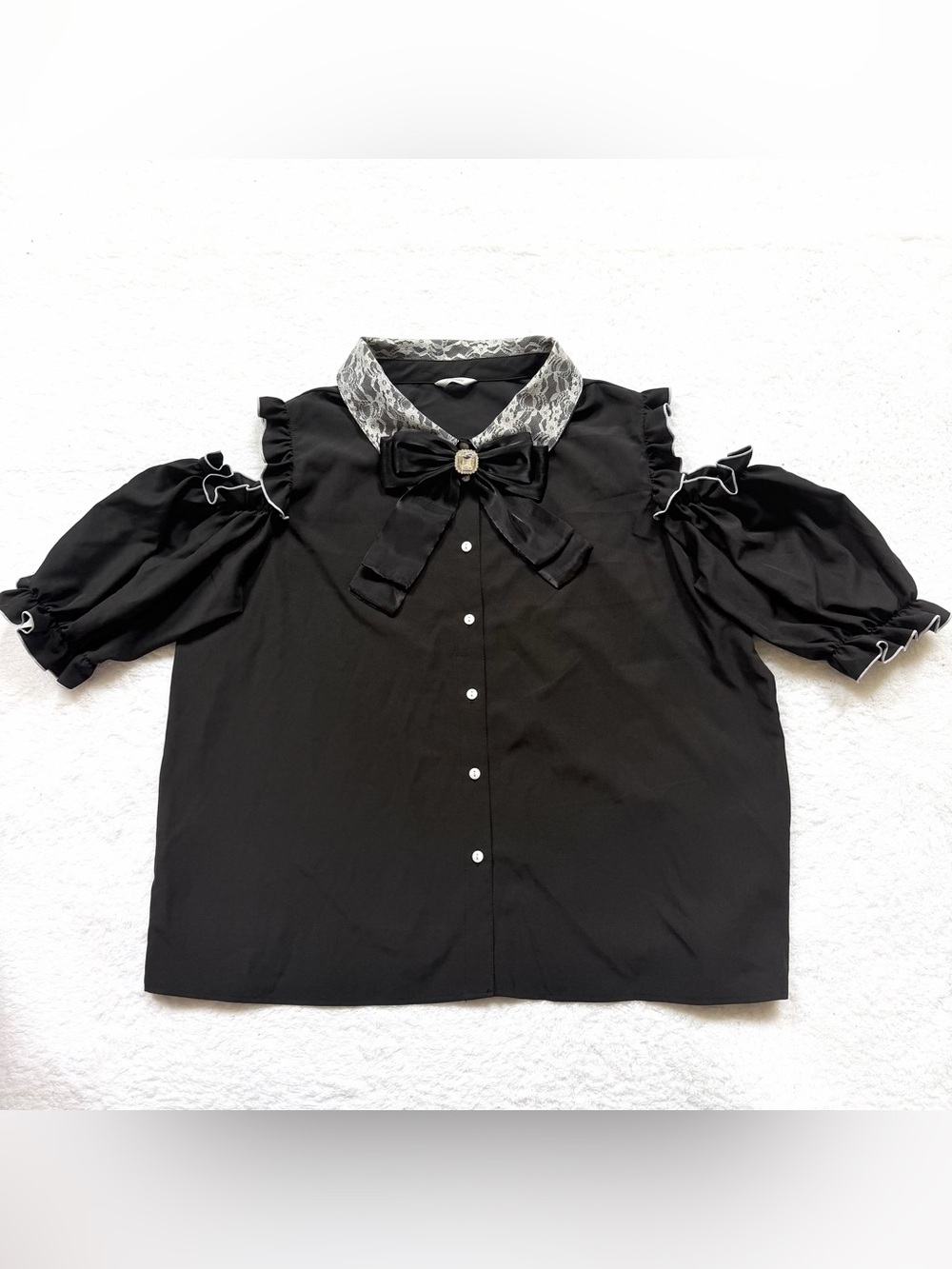 Majoretty Blouse 4L Jirai Kei Ryosan Anime Big bow Black Lolita Kawaii Plus Tops